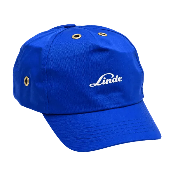 Blaue Anstoßkappe mit weißem Schriftzug-Logo