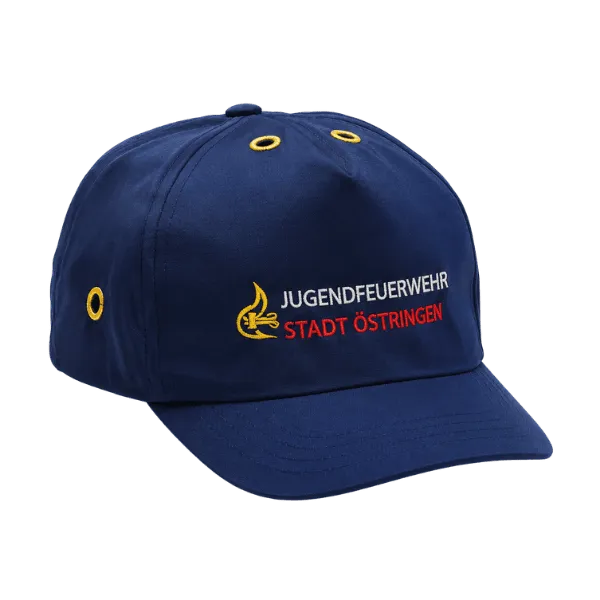 Dunkelblaue Anstoßkappe mit Firmenlogo „Aggensteiner“