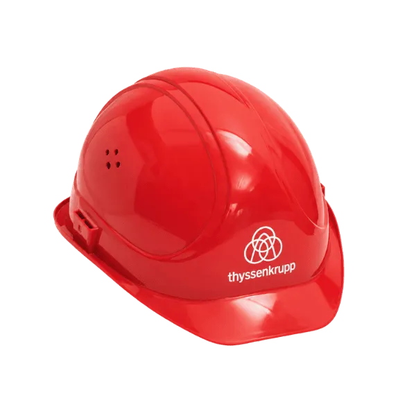 Roter Schutzhelm mit kleinem Logo, Referenzbeispiel